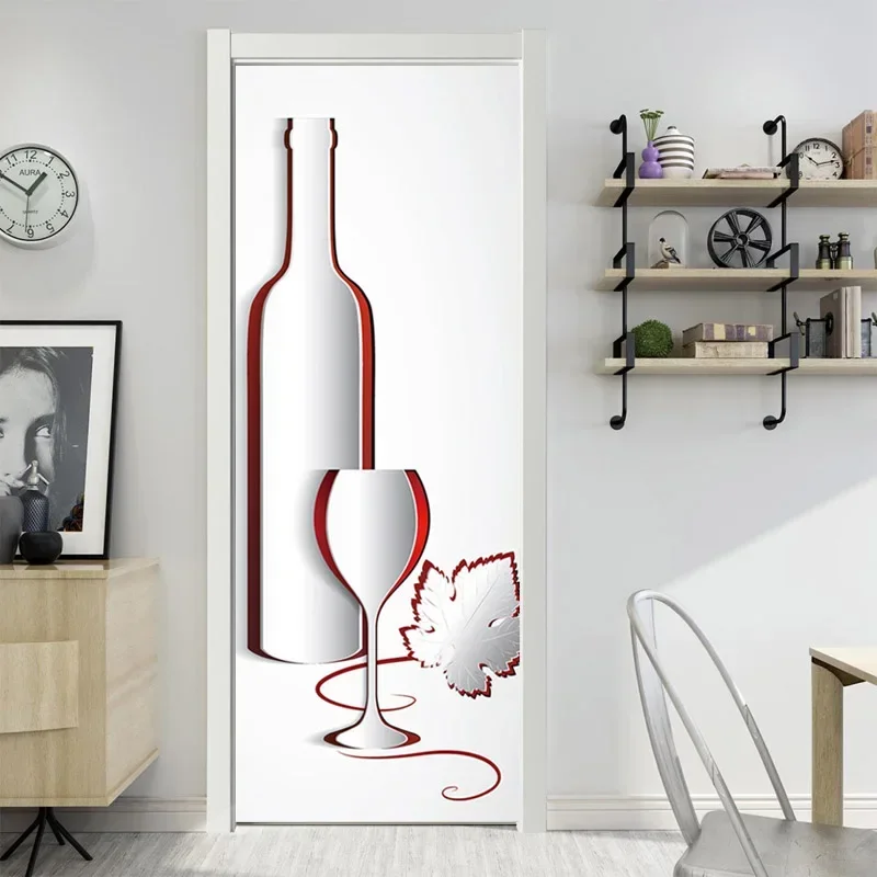 Adesivo per porta vino rosso tema cultura del liquore carta da parati murales per bicchiere da vino 3D impermeabile autoadesivo per adulti Poster per la decorazione della camera da letto