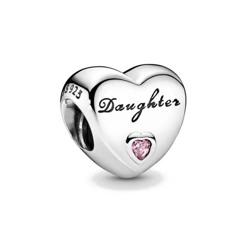 New Heart Mom Sister Daughter Niece Charm 925 Fine Sterling Silver Plated Women DIY Jewelry Bead Fit Original Bracelet