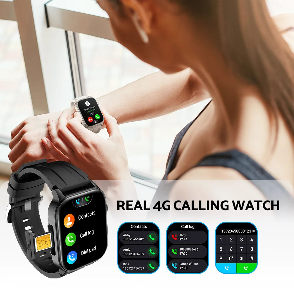 مخصص Amoled معدل ضربات القلب ضغط الدم الأكسجين Mujer Smartwatch معصمه Hombre بطاقة Sim 4G سوار ذكي مع BT Call