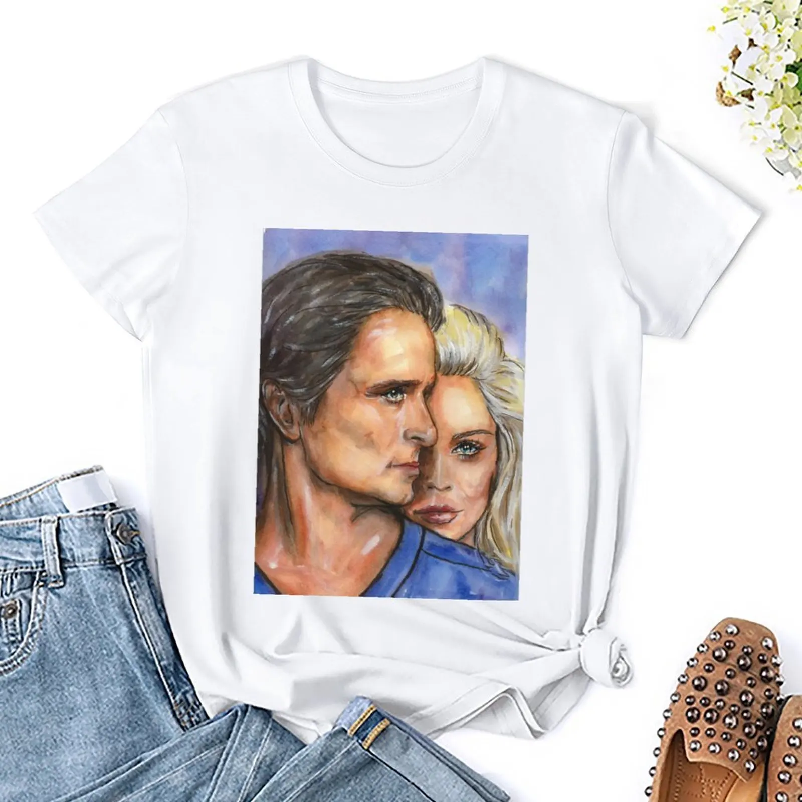 Sharon Stone Michael Douglas T-shirt Fresh Campaign Top Tee Graphic Travel Geek