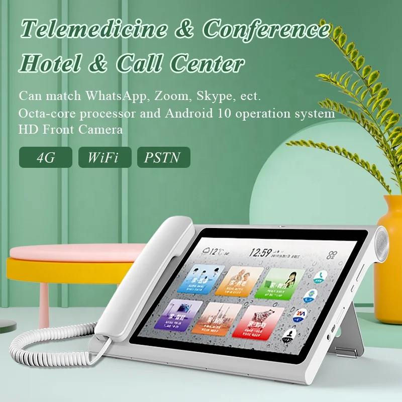 Personal Using Hotel Home Office Big Touch Screen POE SIM Card Calling Android 10 WiFi Voip SIP Phone