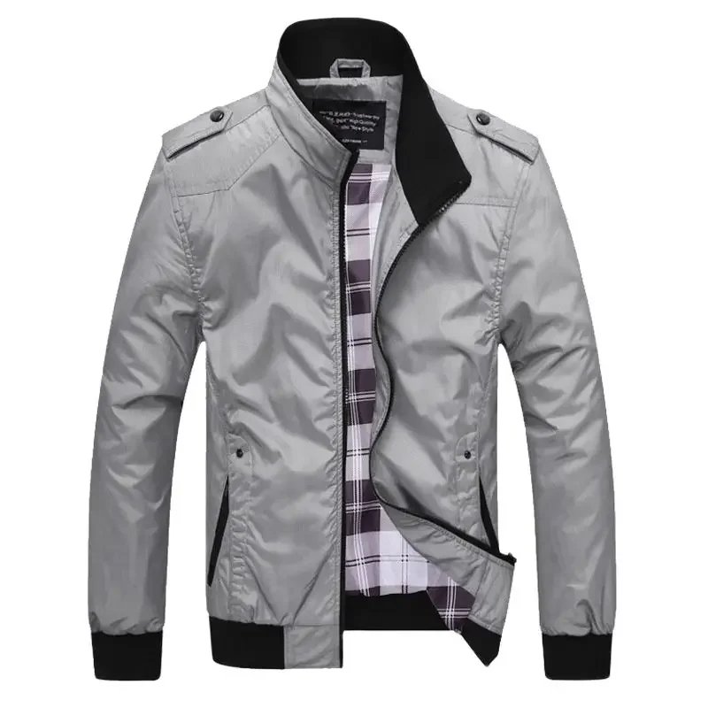 

2024 Spring Autumn Men's Bomber Jackets Solid Coats Male Casual Stand Collar Jacket Coat Outerdoor Overcoat Men Clothing M-4Xl