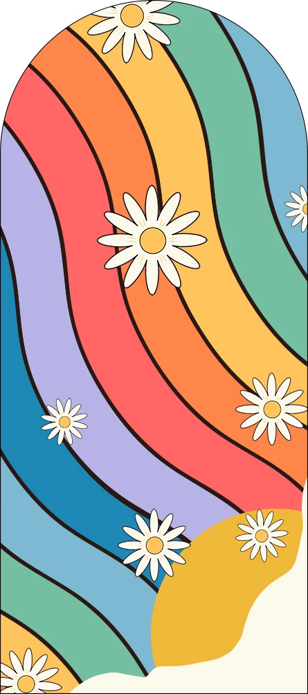 Mocsicka Arcobaleno Fiore Arco Copertina Sfondo Elastico bifacciale Compleanno per bambini Matrimonio per adulti Sfondo ad arco Decorazioni per feste Puntelli