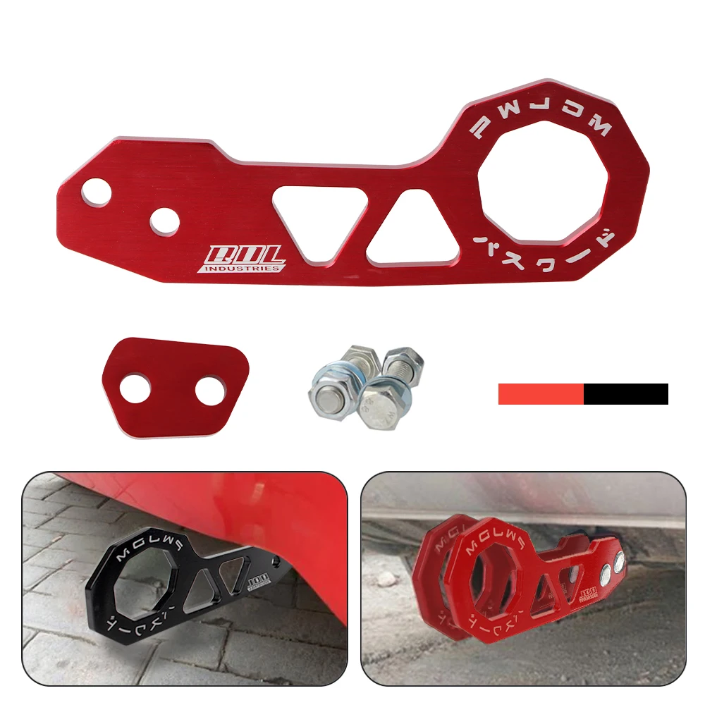 Barra de remolque rómbica, accesorios para coche AK-8108, gancho Universal para remolque delantero de coche, herramientas de remolque para parachoques trasero de coche de aleación de aluminio JDM