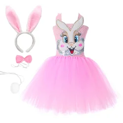 Baby Girls Easter Bunny Tutu Dress for Kids Rabbit Cosplay Costumes Toddler Girl Birthday Party Tulle Outfit Holiday Clothes