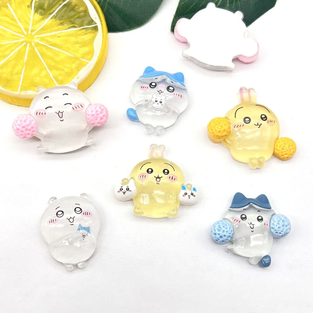 12 Pcs Chiikawa Cartoon Resin Cute Style Hairpin Pendant Scrapbook Craft Usagi Hachiware Diy Night light Ornament Accessories