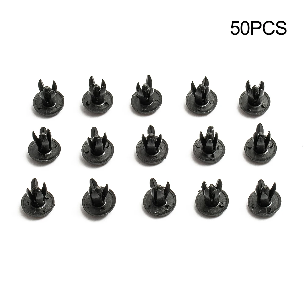 Bulk Pack of 50 Push Pin Clips Black Plastic Rivets Fastening Solutions for Car Bodies with a Standard Hole Size of 6mm