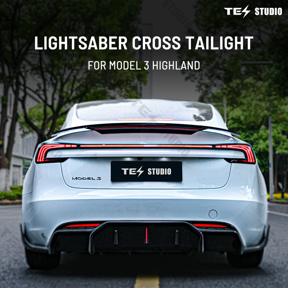 For Tesla Model 3 Highland Lightsaber Cross Tailight