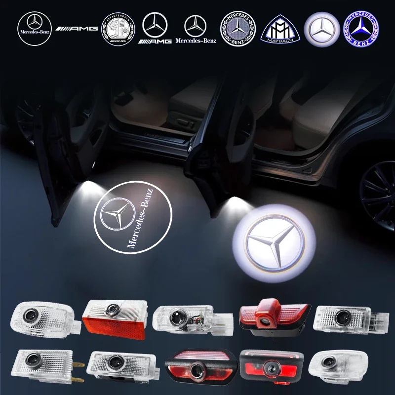 2PCS HD Car LED Door Projector Light For Mercedes Benz W164 X164 W208 W209 R171 R172 C199 W240 W210 A207 W223 E S couple C207