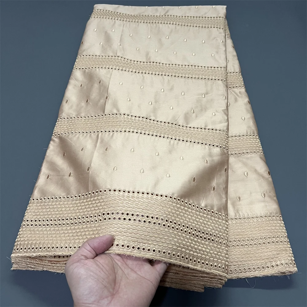 

African Lace Fabric,100% Cotton Fabrics Materials For Clothes,By The Meter,Embroidery,2025,Party Dresses,Tulle,5 Yards