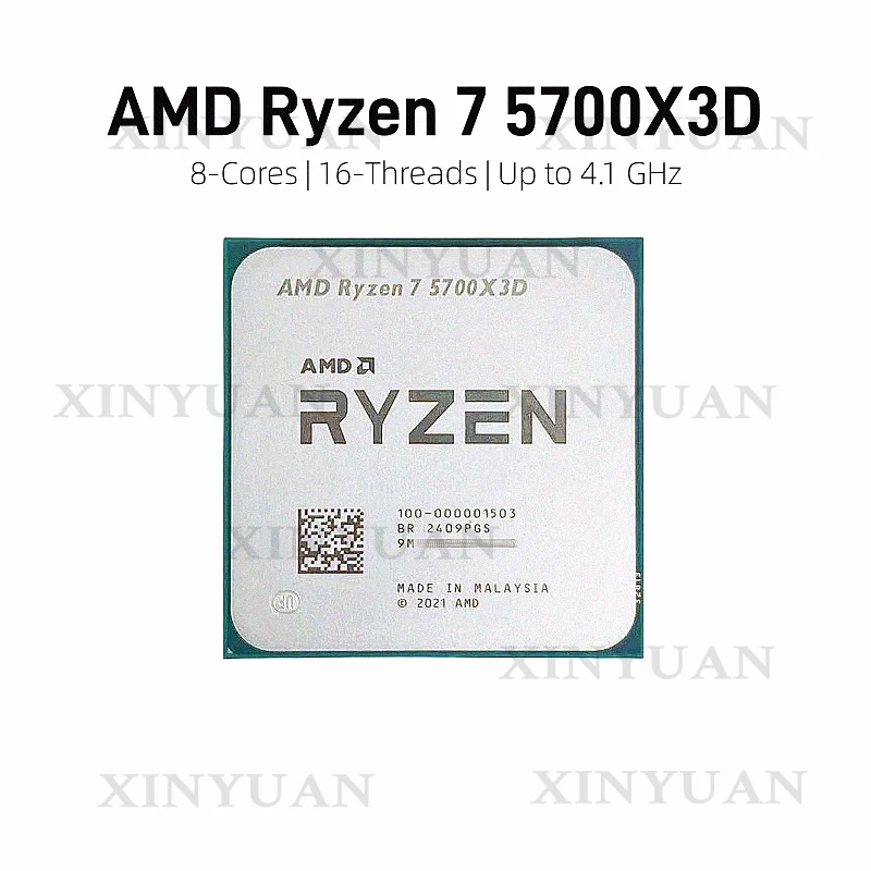 Ryzen 7 5700X3D Bulk Processor, AM4 8-Core 16-Thread 105W DDR4 CPU Compatible with X570 B550 Motherboards, 5000 Series