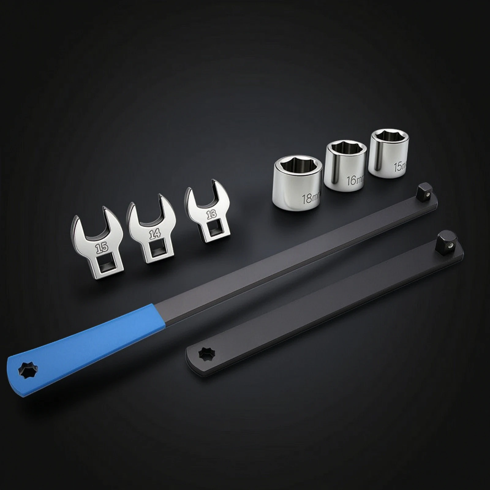 8 Pieces Pulley Adjustment Wrench Kit Long-Lasting Ribbed Belt Tool with Sockets Belt Tensioner Tool Kit Universal Professional view 5