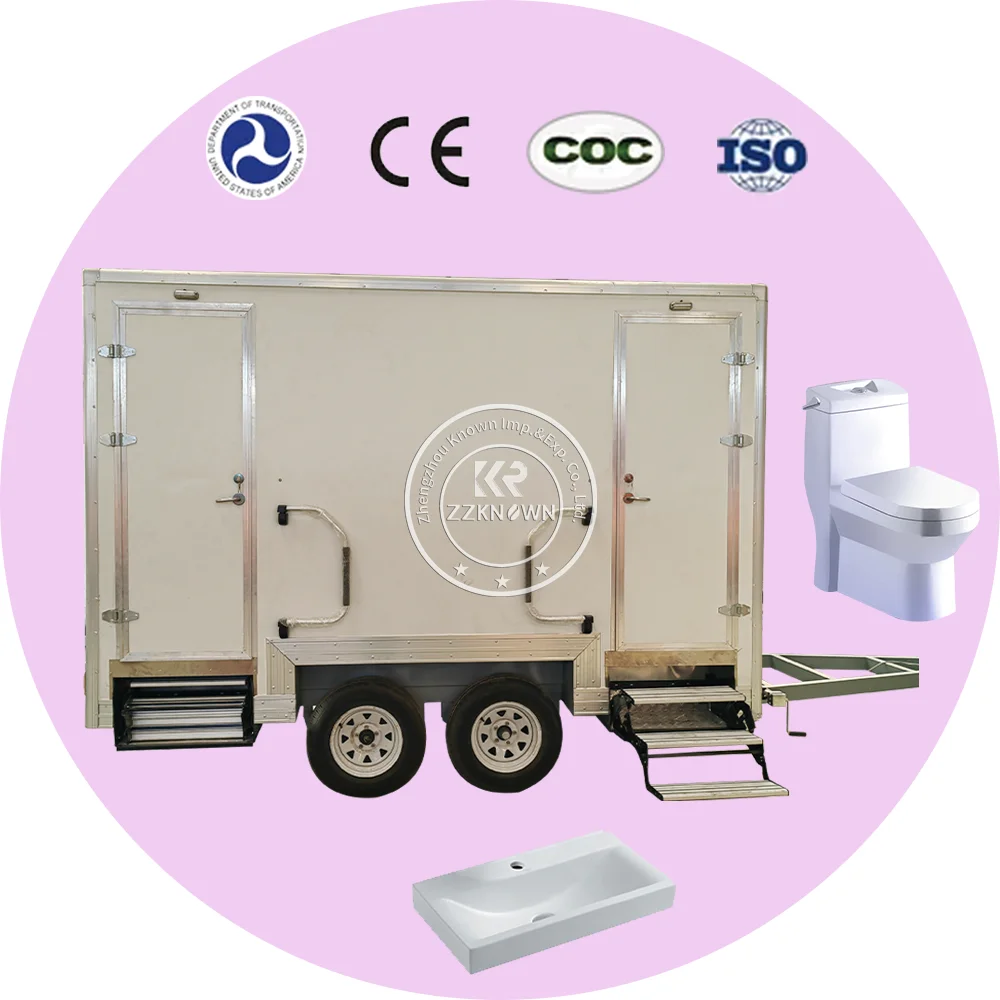 CE DOT Portable Toilets Trailer Outdoor Toilet And Shower Room Manufacturers Restroom Trailer for Camping Bench