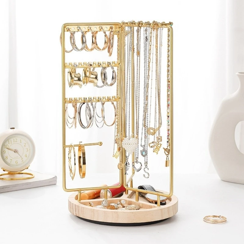 Adjustable Rotating Jewelry Stand Fashionable Necklace Display Stand with Multiple Slots Handy Jewelry Rack