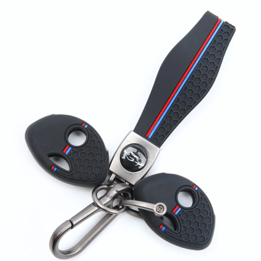 Silicone Remote Key Case For BMW K1200R R1200RT K1300R S1000RR F650GS F800GS F800ST with carabiner lanyard Stylish Durable