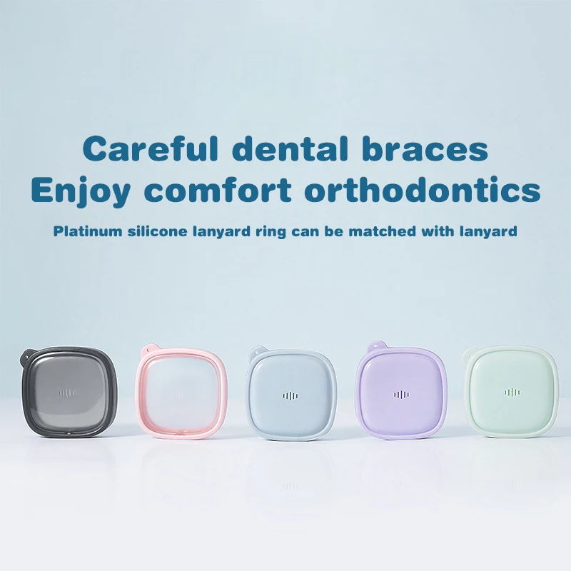

Retainer Case Portable Mouth Guard Box Oral Cleaning False Teeth Denture Storage Box Teeth Aligner Braces Box With Lanyard
