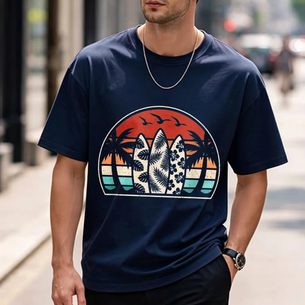 Tropical Hawaii Surfing Beach Surfboard Surf Men Women T-Shirt Beach Vacation Funny Outdoors High Quality Cotton Short-sleev Tee