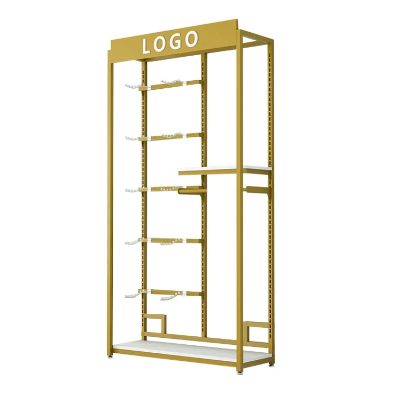 Wall-Mounted Gold Display Rack, Store Design para roupa interior e sutiã, Custom