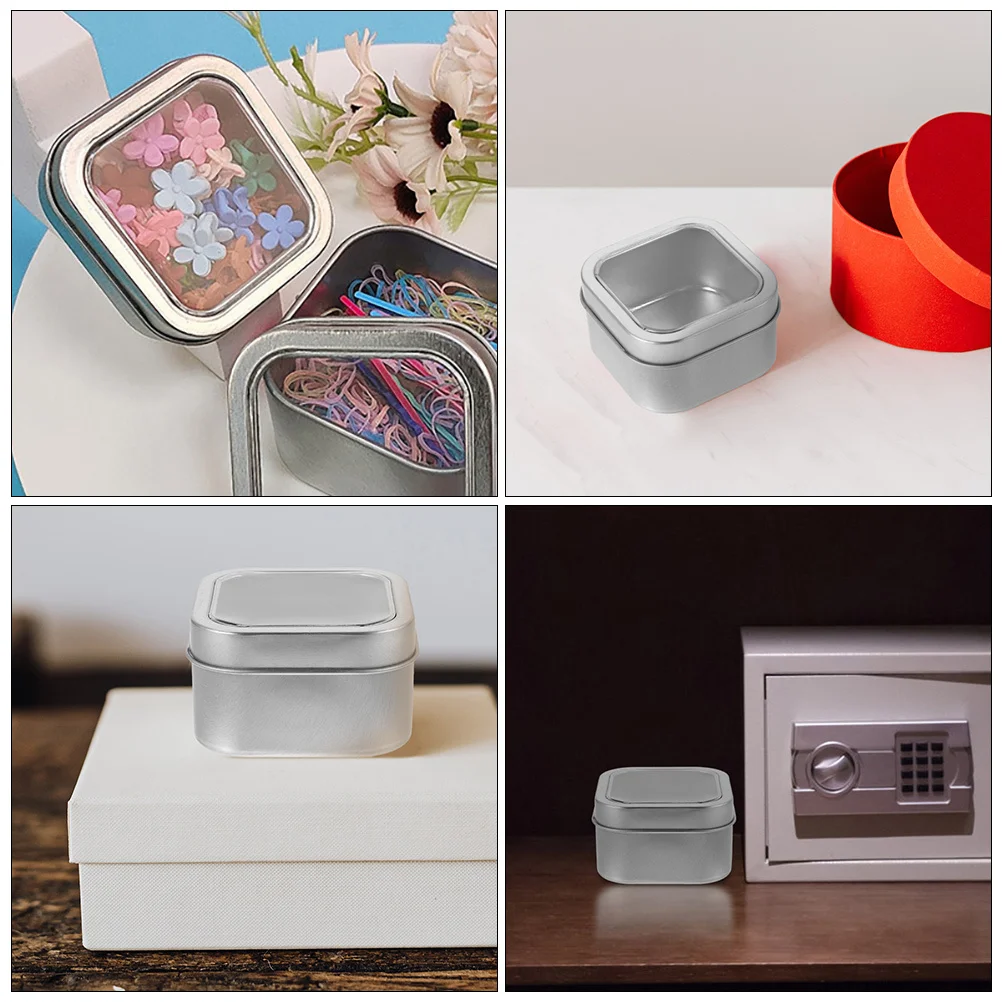 

9pcs Metal Storage Tins Transparent Window Matte Finish For Candy Jewelry Organizer Tinplate Container Gift Packaging Box Party