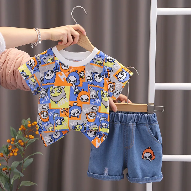 

Kids Summer Sets 2024 Baby Boy Clothes 9 To 12 Months Fashion Short Sleeve T-shirts and Shorts Boys Outfits Children's Clothing