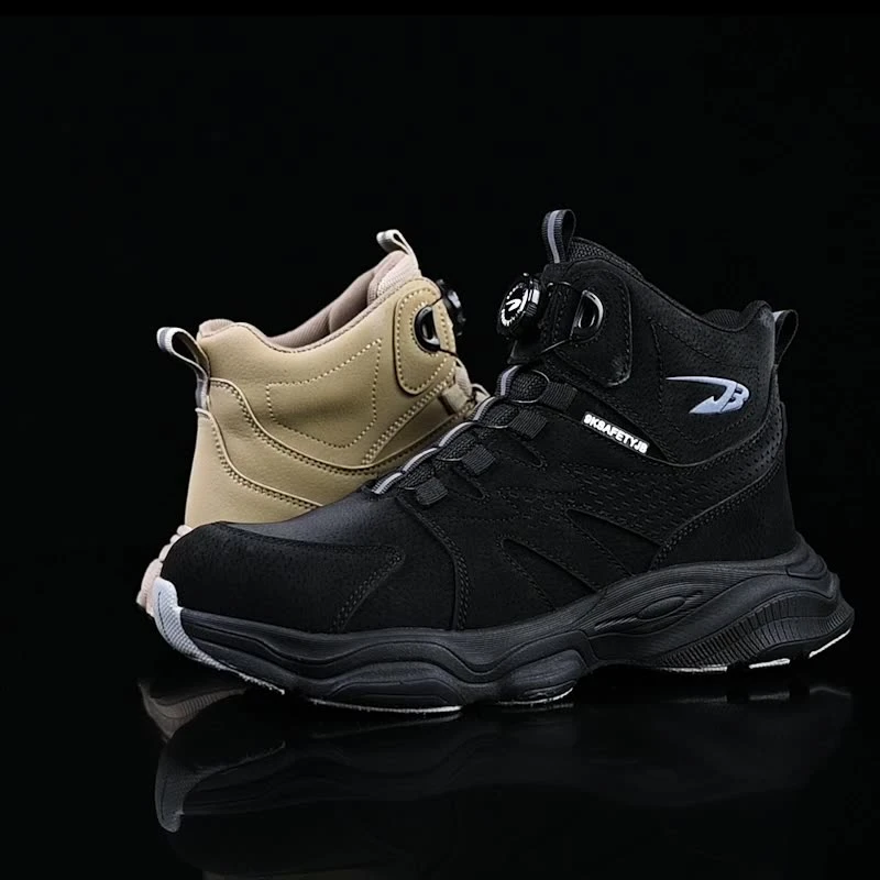 Men'S Autumn Winter High‑Top Safety Shoes Steel Toe Anti‑Smash Anti‑Puncture Anti‑Slip Wear‑Resistant Protective Footwear For Co