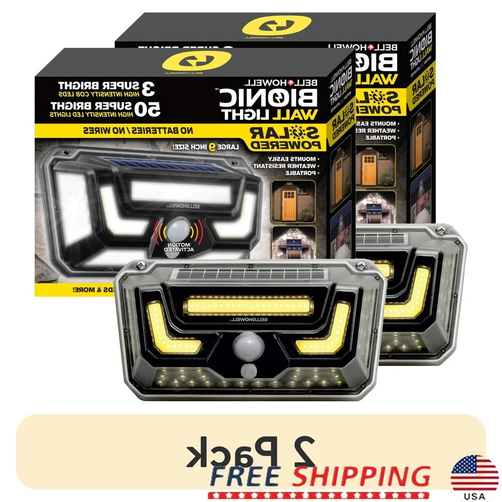 

2-пакетный уличный настенный светильник с датчиком движения на солнечной энергии, водонепроницаемые светодиодные фонари безопасности для крыльца с регулируемыми режимами и простыми