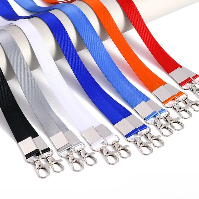 1pc Double-ends Hooks Lanyard for Working Permit Case Badge Holder Solid Color Neck Strap Exhibition ID Pass Work Card Lanyards