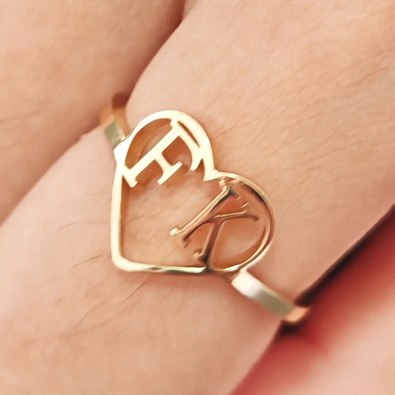 

Customized heart-shaped name rings, personalized heart-shaped women's Valentine's Day gifts, jewelry gifts