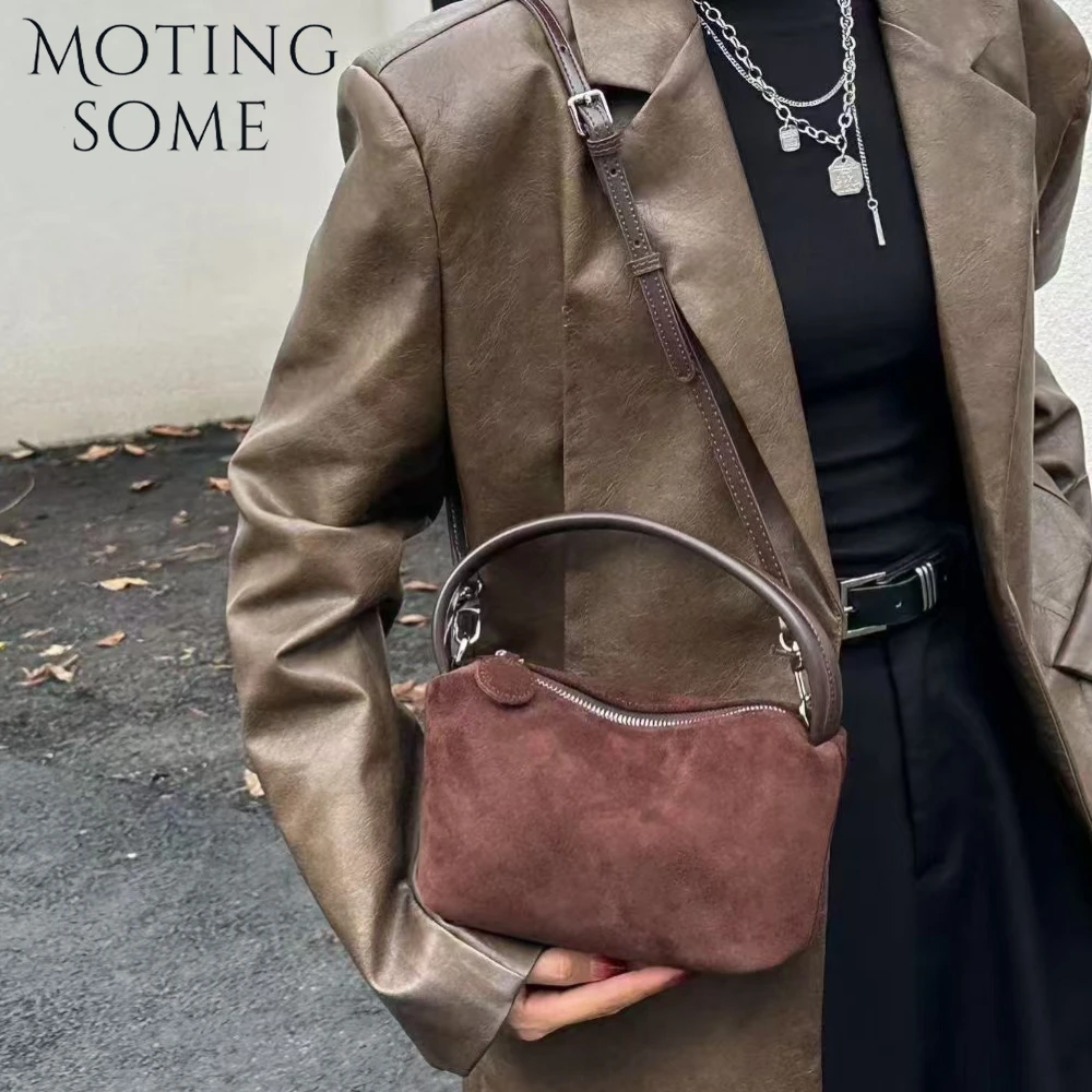 Motingsome Woman Suede Bags Mini Portable Lunch Box Bag Luxury Crossbody Shoulder Handbag and Purse Small Messenger Square Bag