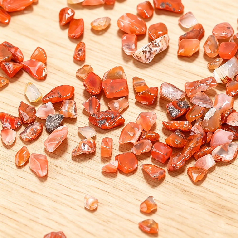 50g Polished Red Carnelian Agate Chips Natural Tumbled Gemstones Loose Spacer Bead for Crafts & Orgonite Jewelry Making