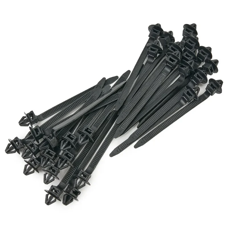 10/30/60x Car Nylon Black Cable Ties Push Mount Wire Harness Fastener Cable Clamp Clips Ties Management Car Wire Organizers