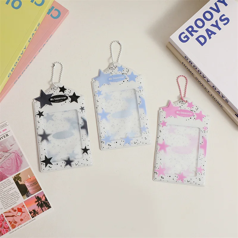 3inch PVC Photocard Holder Keychain Idol Photo Sleeve ID Card Cover Protector Postcard Credit ID Bank Bus Card Holder