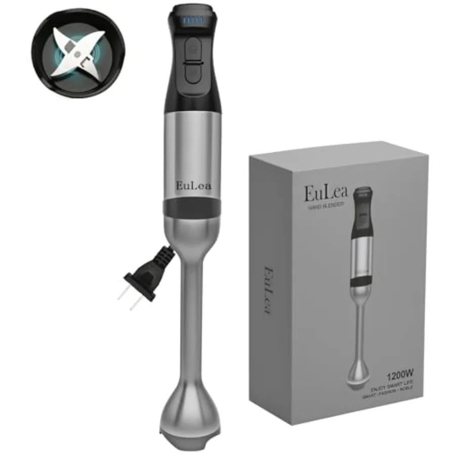 

2026 New Immersion Hand Blender 1200W with 5-Speed Settings Stainless Steel Blades with scratch-resistant design Gift Box Packa