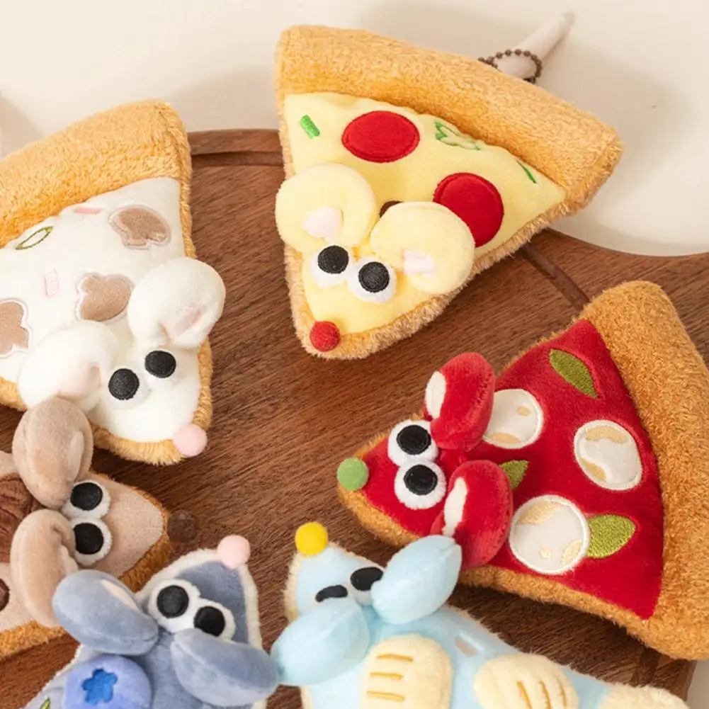 Niedlicher Pizza-Maus-Plüsch-Schlüsselanhänger, kreativer Lebensmittel-Plüsch-Anhänger, lustiges Ratten-Stofftier für Freunde, Geburtstagsgeschenk, Kawaii