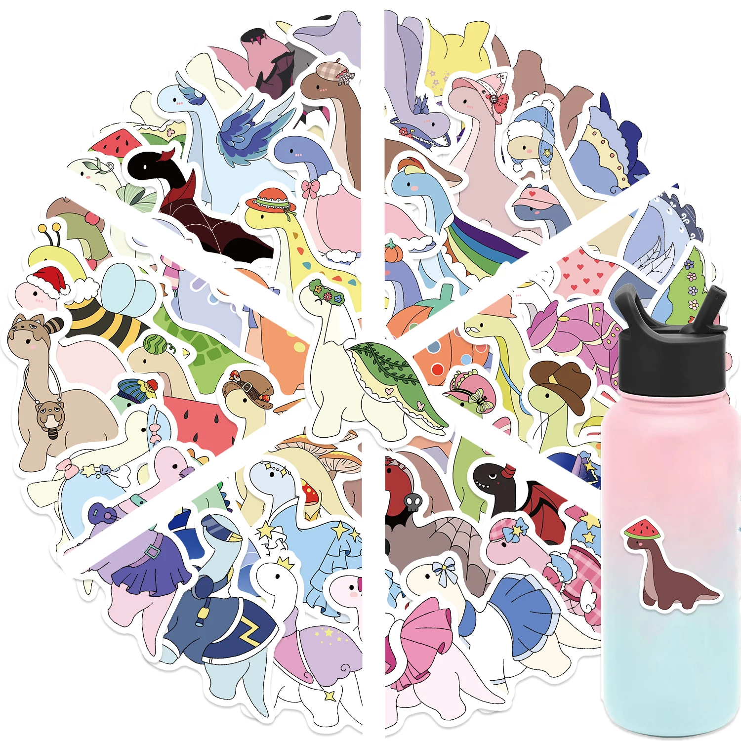 50 stuks kleurrijke kleine dinosaurus dieren stickers cartoon kawaii diy cadeau sticker plakboek bagage telefoon waterdichte stickers