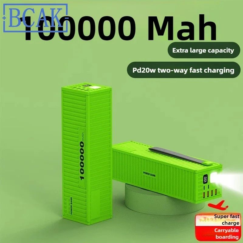 New Style BCAK Outdoor Large-capacity Power Bank with Cable 66W Fast Charging 100000 MAh Mobile Power Supply