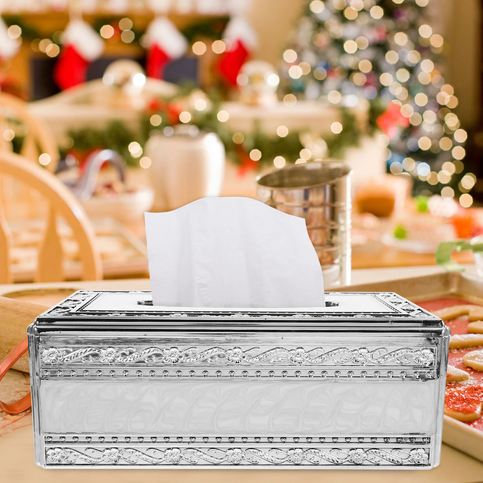 

Retro Style Tissue Box Cover For Home Decorative Napkin Storage Organizer Water Resistant Simple Design Desktop Paper