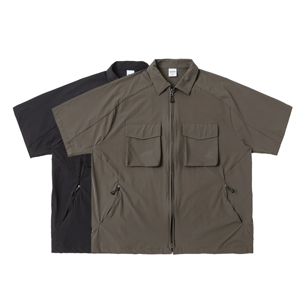 

Summer Outdoor Multi-Pocket Shirt Men's Short Sleeve Loose Casual Oversize Plus Wide Cargo Shirts Cityboy Streetwear Shirt