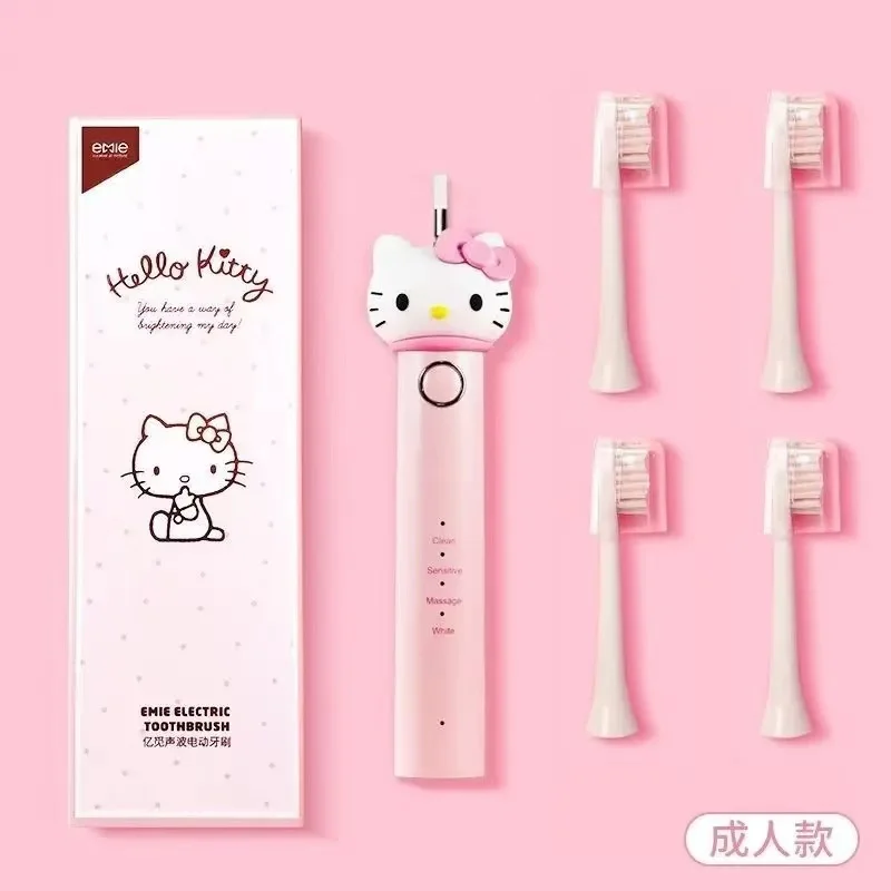 

Kawaii Sanrio HelloKitty Electric Toothbrush Cute Anime Soft Hair Travel Portable Fiber Toothbrush Girl Oral Care Cleaning Brush