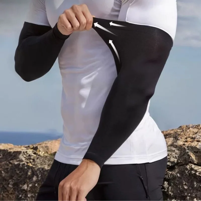 

Hot Plus Size Men Cool Muff Soft Anti-Sunburn Sleeve Elastic Ice Silk Outdoor Sports Arm Sleeves Man Sunscreen Cycling Sleeve