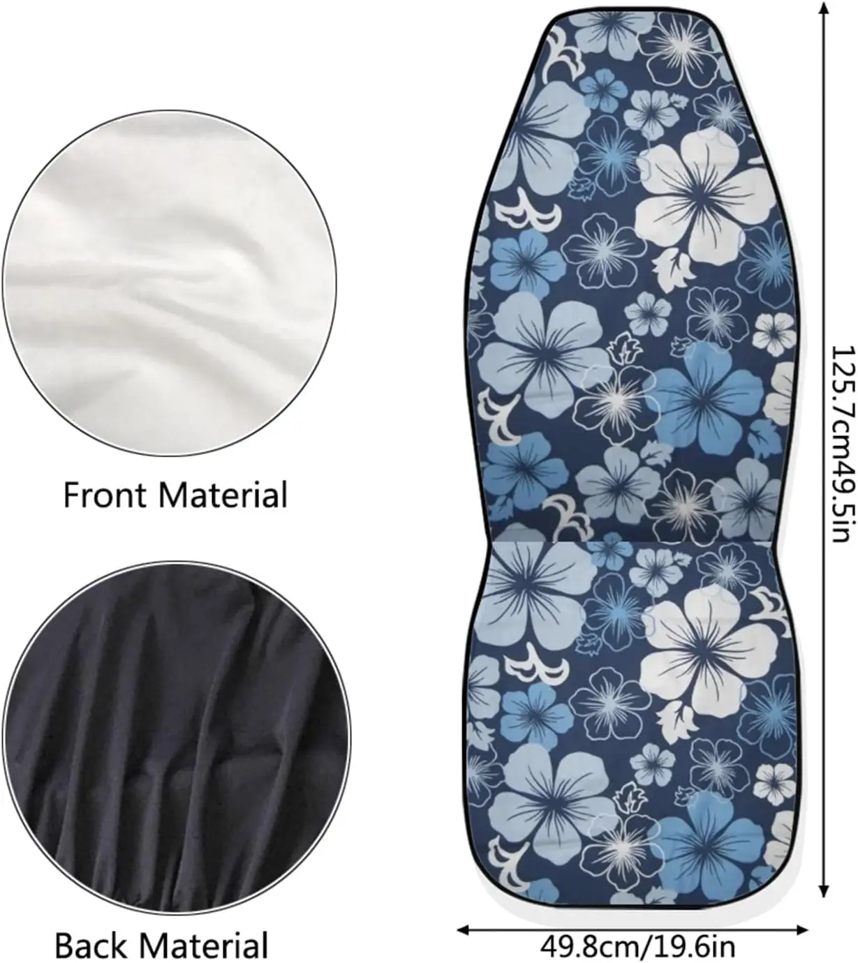 Hawaiian Hawaii Aloha Print with White Hibiscus Flower Car Seat Covers Front Seat Protector Cover Mat Full Set of 2pc Universal