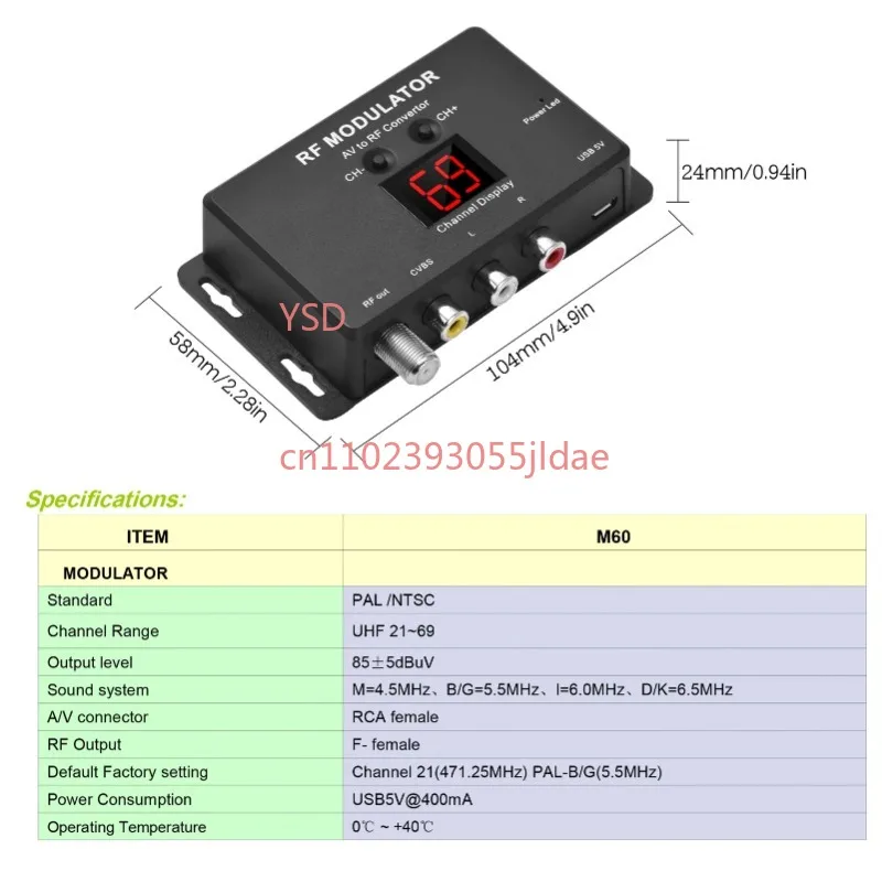 Home Cinema AV RF Modulator Audio Video Signal Converter TV Accessories
