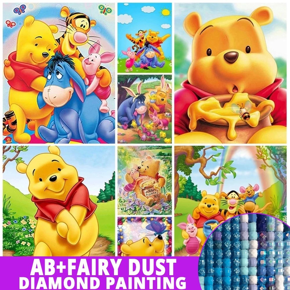 AB Disney Diamond Painting Fairy Dust Winnie the Pooh Full Drill Art Embroidery Mosaic Picture Cross Stitch Children's Gifts 5D