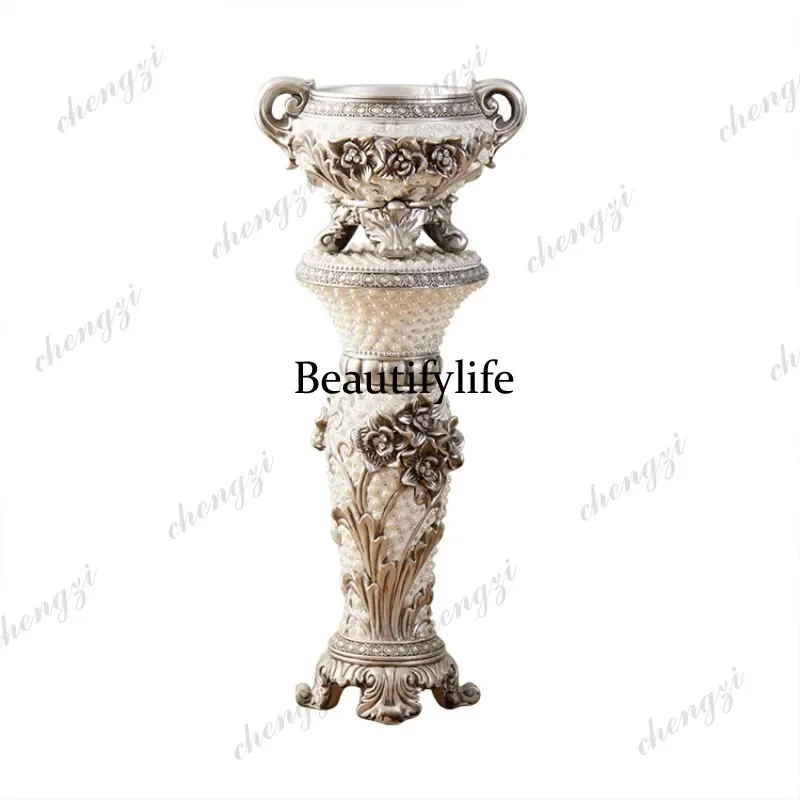 03 simple modern Roman column fiberglass vase floor-to-ceiling flower ware hotel flower pot decoration ornament