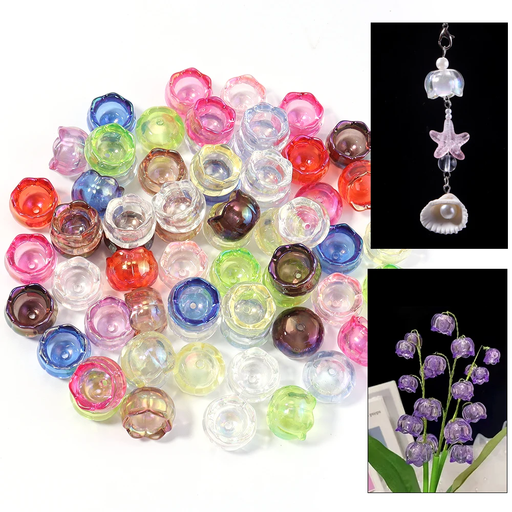 10/30 Stück Acrylperlen, UV-farbig, transparent, in Form von Maiglöckchen, für Schmuckherstellung, DIY-Armband, Ohrring-Zubehör – Detail 2