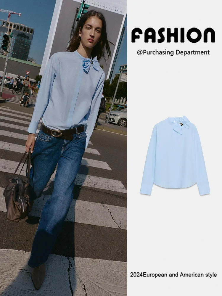 

Новинка зимы 2025, женские длинные све-стойки, воротник-стойка, украшенный узлом, шелковый универсальный элегантный модный китайский сле