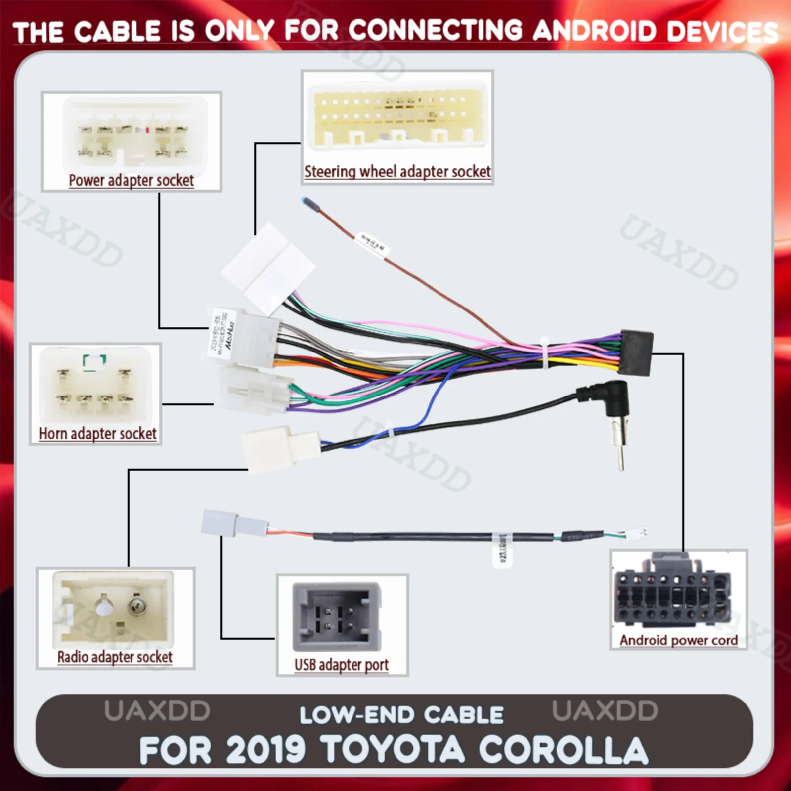 UAXDD FOR TOYOTA New and old Alphard 2019 Corolla 2Din Car Cable Cord Lead Flex Wire Electric Current Low End Line Automotive CD