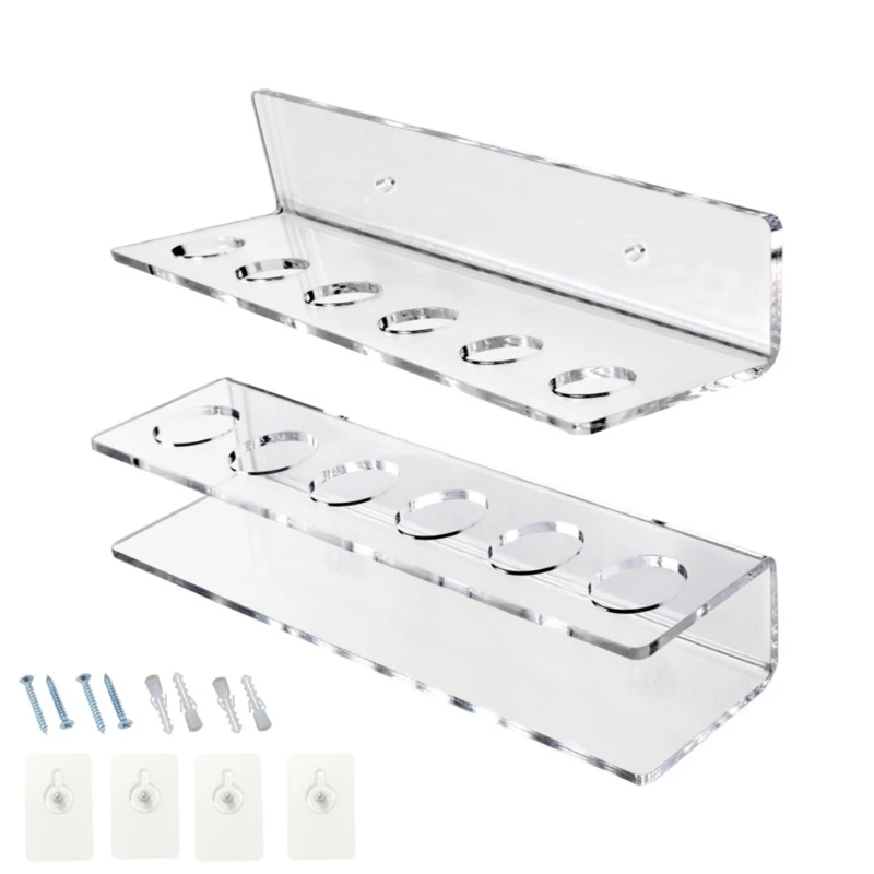 

Wall Mounted Pool Cue Holder for 6 Sticks Transparent Acrylic Cue Storage Rack 203C