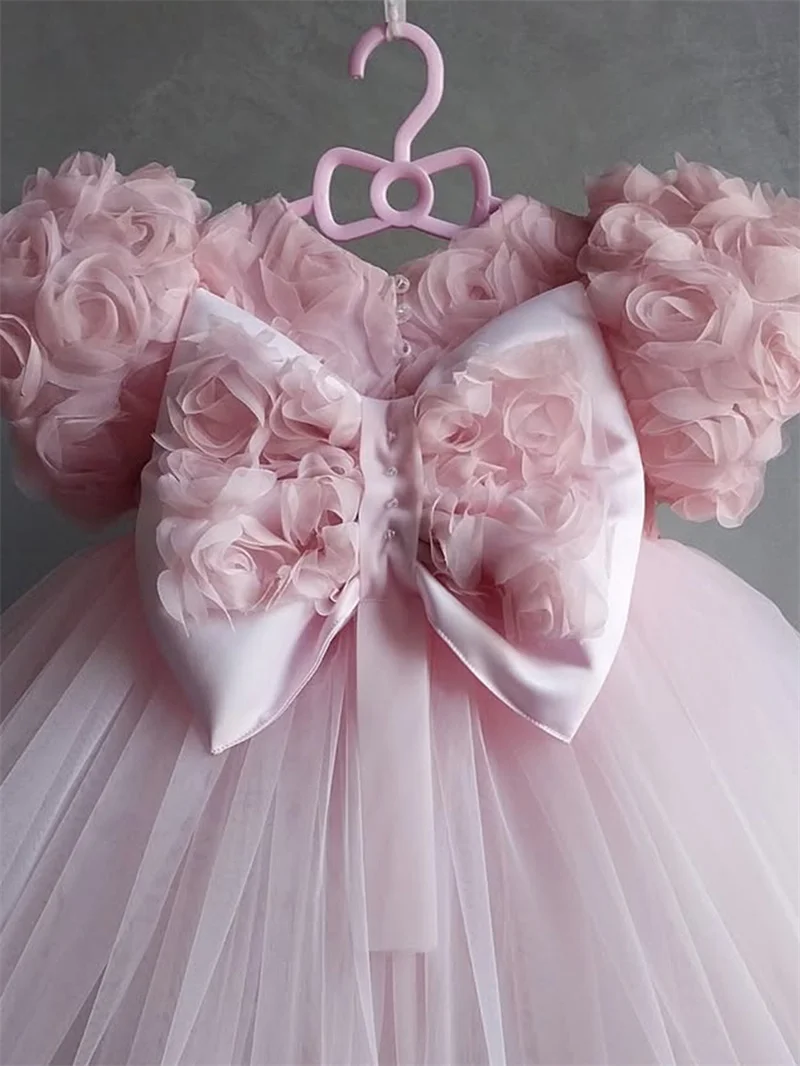 Niños bebé princesa encaje arco tul vestidos de niña de flores vestidos de primera comunión cumpleaños regalo de Navidad boda fiesta cumpleaños