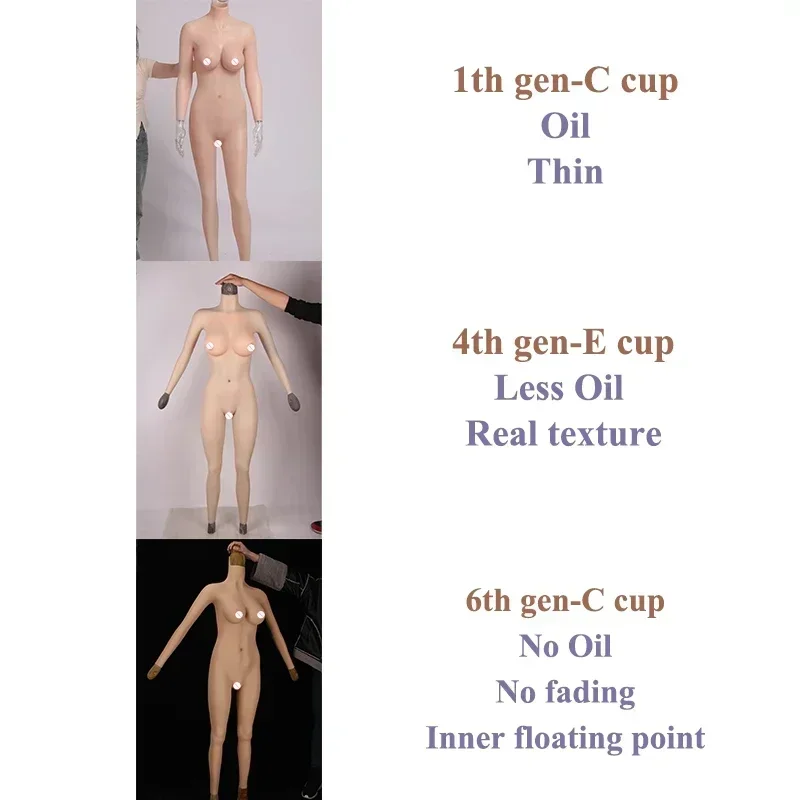 KUMIHO 1/4/6/8TH GEN One Piece Cosplay Silicone Bodysuit Sissy Fake Vagina Breast Forms Fake Boob For Transgender Drag Queen